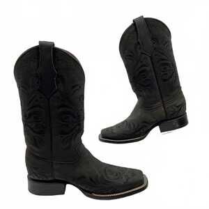 Circle G Black Leather Western Heeled Boots | Women’s US 8.5